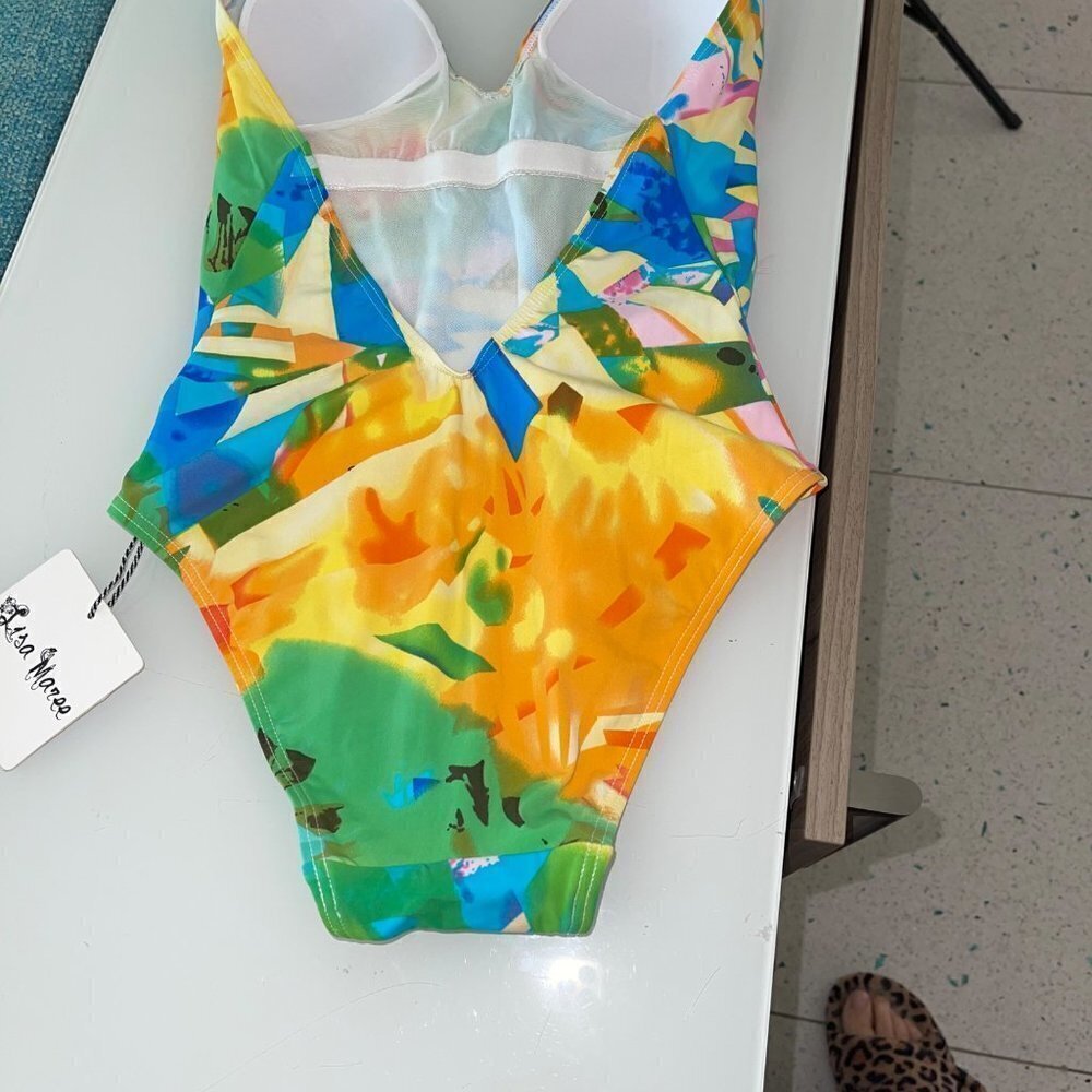 Lisa Maree Womens Swimsuit Size Xs Tropical Low Back Molded Cupstie Neck New — image 5 of 8